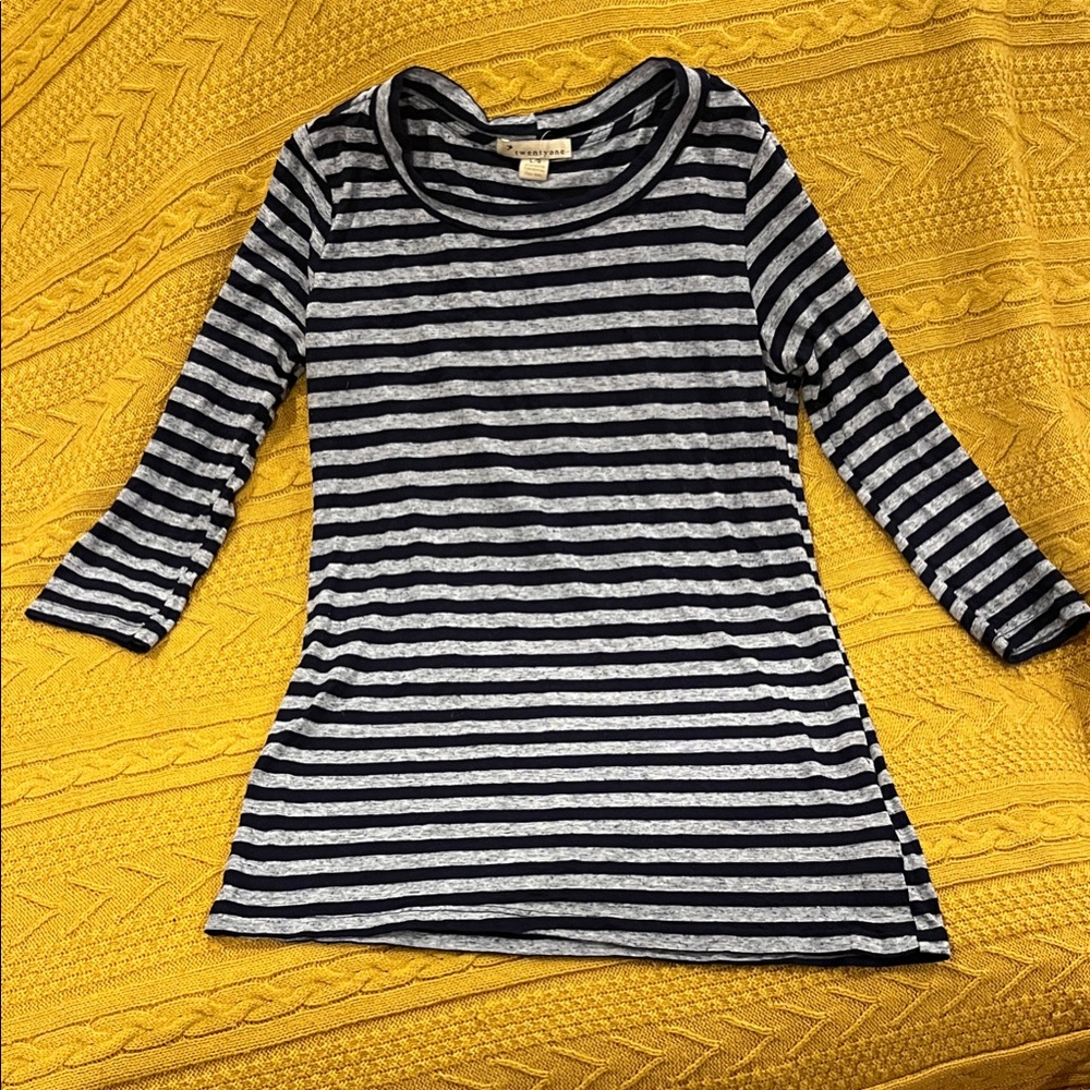 Vintage Striped Blue and Gray Top
